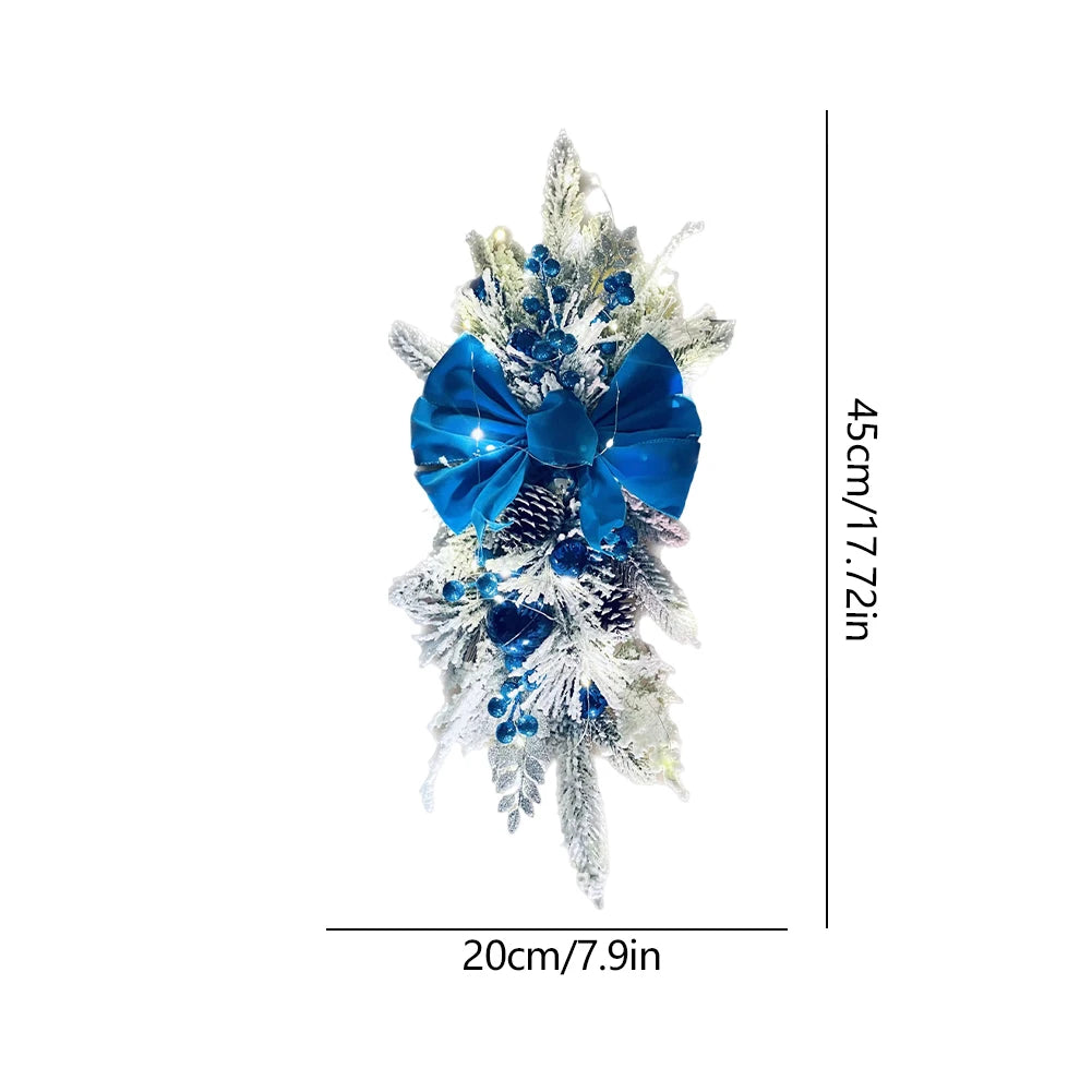 Christmas Swag Wreath Pendants without/with Light Swag Trim Garland Home Door Window Decoration Party Supplies 13