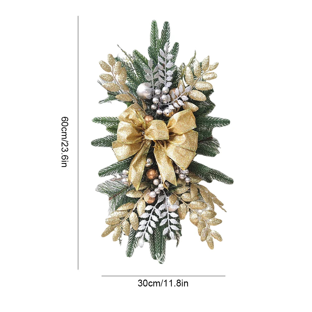 Christmas Swag Wreath Pendants without/with Light Swag Trim Garland Home Door Window Decoration Party Supplies 7