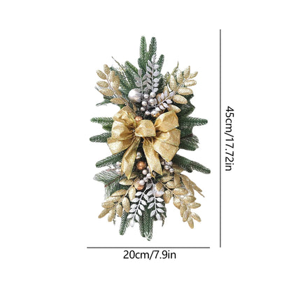 Christmas Swag Wreath Pendants without/with Light Swag Trim Garland Home Door Window Decoration Party Supplies 8