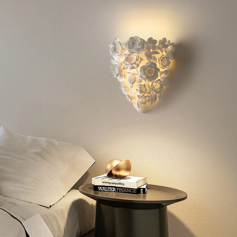 CityLumi French Provincial Floral Carved LED Wall Sconce - Sculptural Rose Resin Wall Lamp for Aesthetic Bedroom, Living Room Accent & Hallway 1