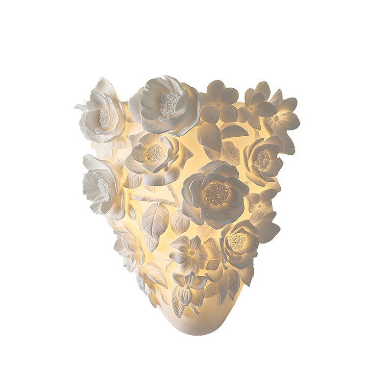CityLumi French Provincial Floral Carved LED Wall Sconce - Sculptural Rose Resin Wall Lamp for Aesthetic Bedroom, Living Room Accent & Hallway 4