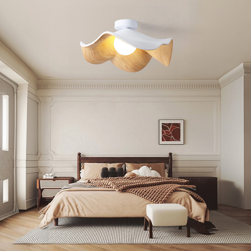 CityLumi Petal Wave Organic LED Light - Lotus Inspired Wavy Pendant & Flush Mount with Natural Wood Texture for Japandi Bedroom & Dining Room 2