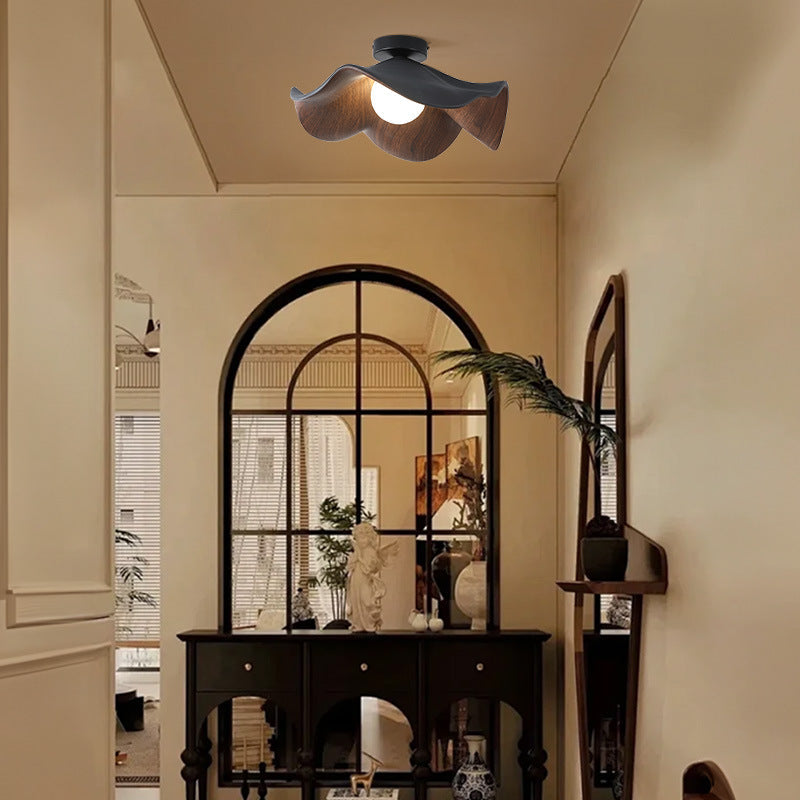 CityLumi Petal Wave Organic LED Light - Lotus Inspired Wavy Pendant & Flush Mount with Natural Wood Texture for Japandi Bedroom & Dining Room 3