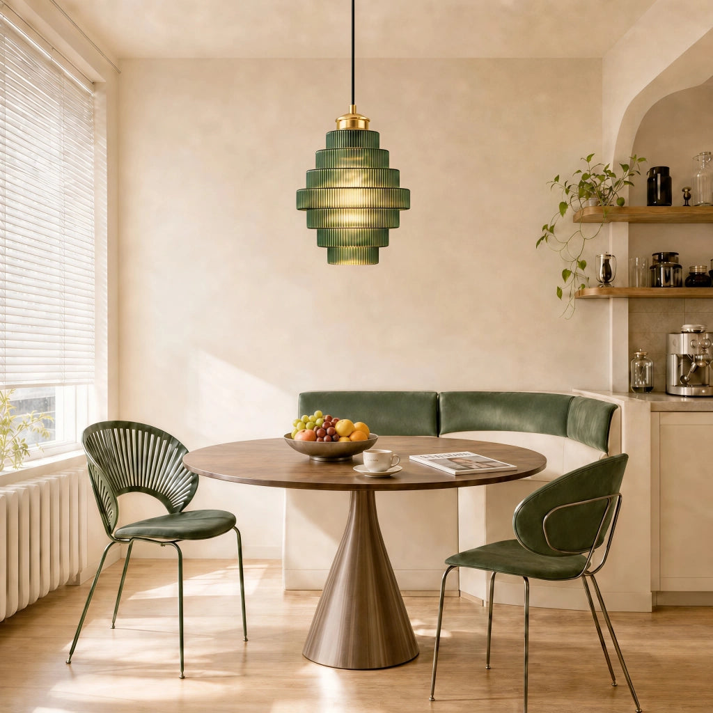 Clarity Antique Brass Striped Stained Glass Bottle Pendant Light 3