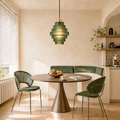 Clarity Antique Brass Striped Stained Glass Bottle Pendant Light 3