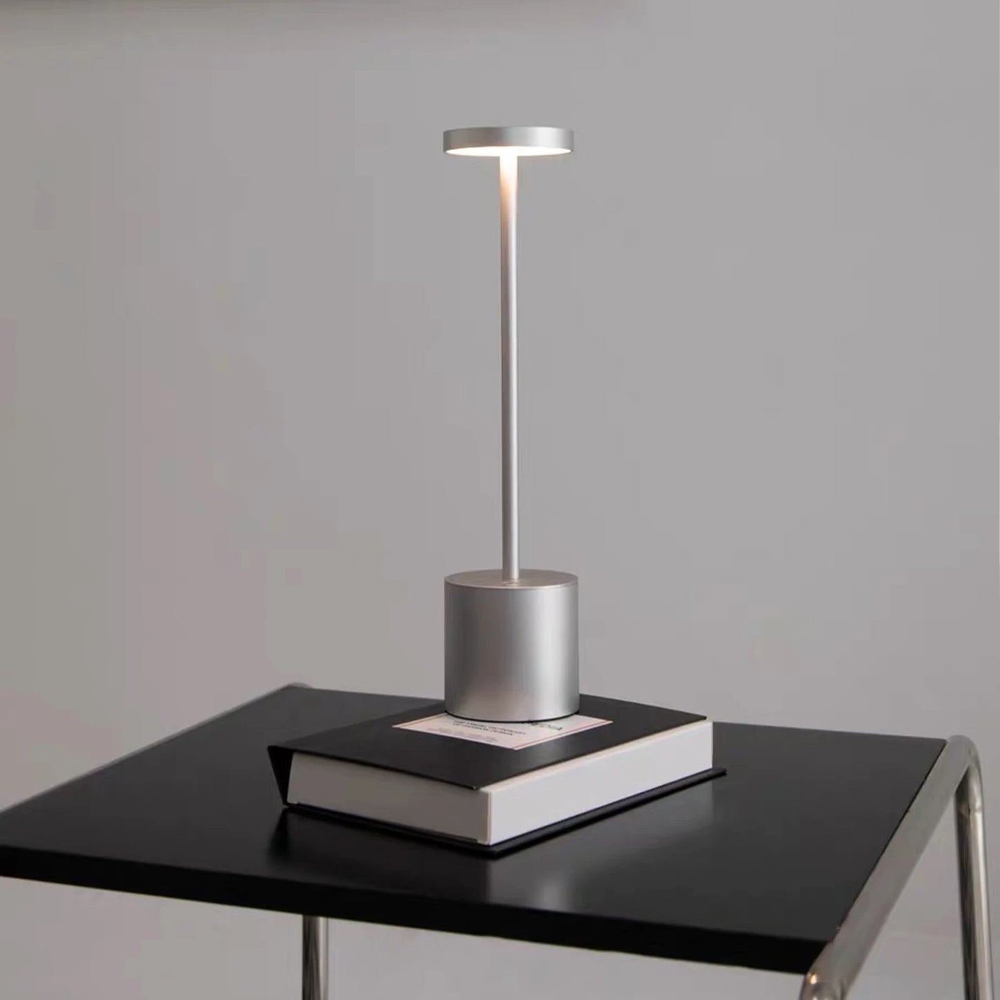 Classic Cordless Lamp - Touch Sensor LED Desk Light with 3 Adjustable Color Temperatures - Silver
