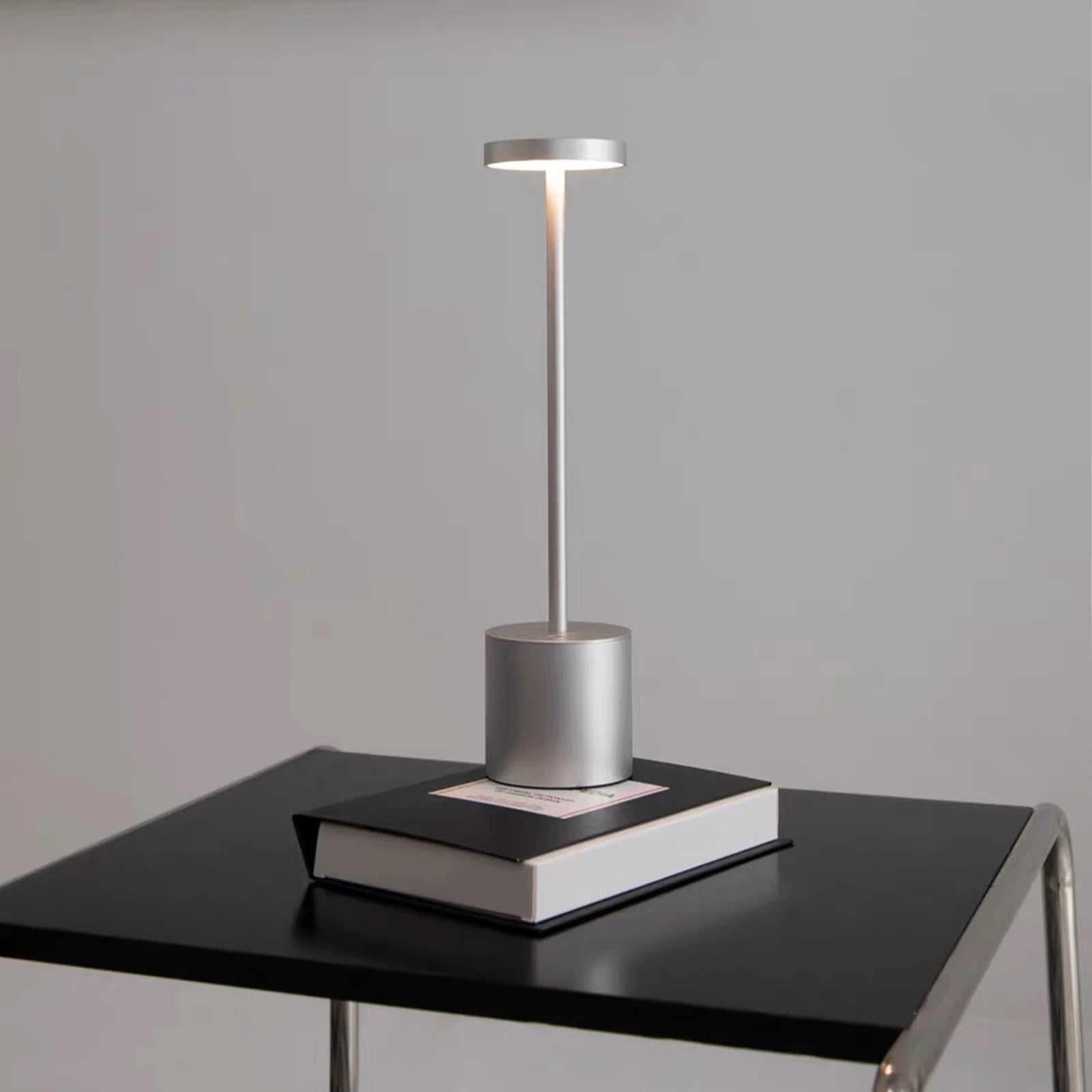 Classic Cordless Lamp - Touch Sensor LED Desk Light with 3 Adjustable Color Temperatures - Silver