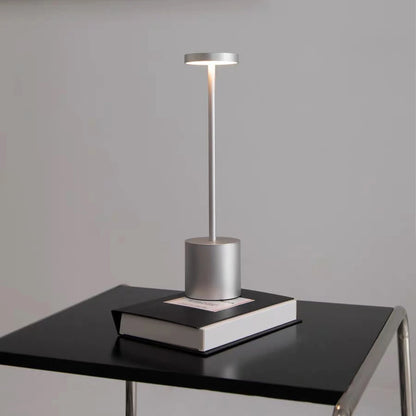 Classic Cordless Lamp - Touch Sensor LED Desk Light with 3 Adjustable Color Temperatures - Silver