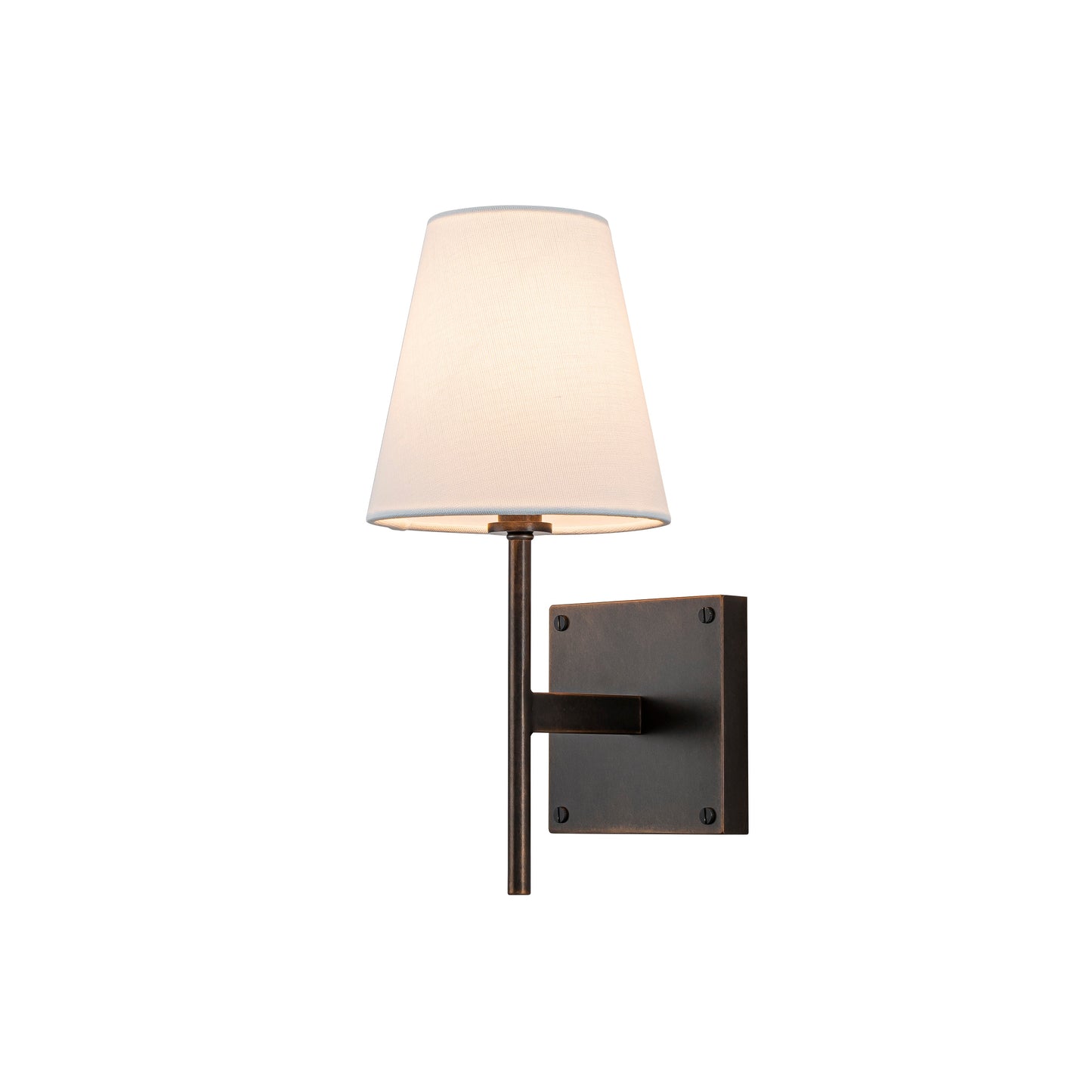 Classic Bronze 13'' Tall 1-Light Fabric Shade Wall Sconces Mondern White Linen Tapered Shade Sconce For Bathroom Mirror Hallway 0
