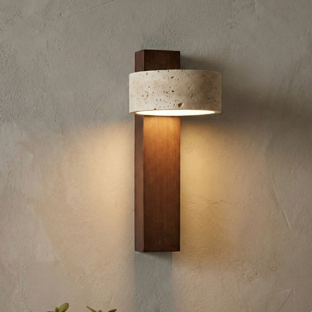 Classic Travertine Wall Lamp – Elegant Wall Sconce Lighting with Warm Glow 1