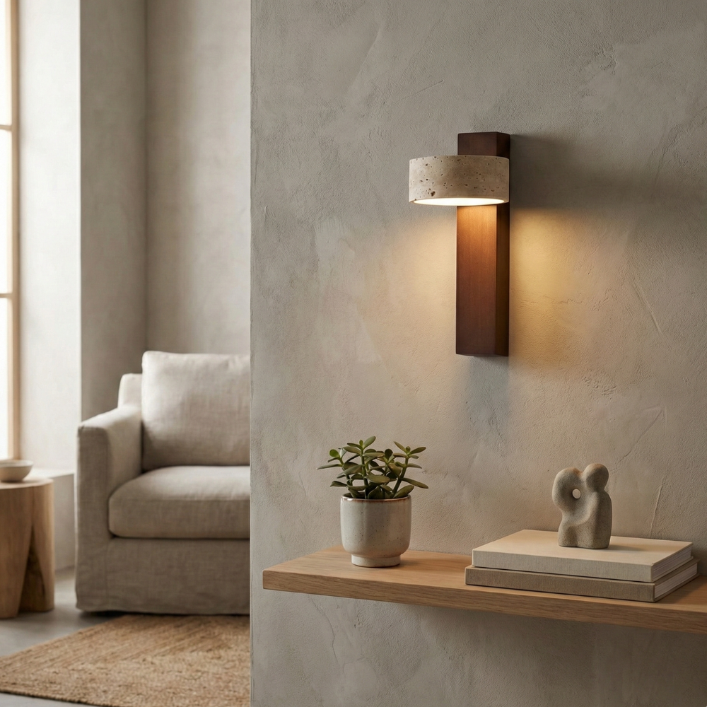 Classic Travertine Wall Lamp – Elegant Wall Sconce Lighting with Warm Glow 2