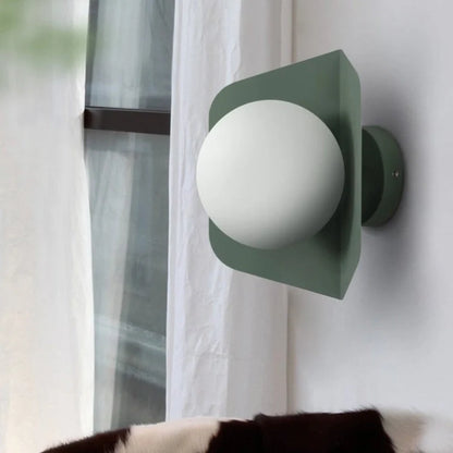 RoyaleGlow Modern Yellow Geometric Wall Sconce with Frosted Globe Shade
