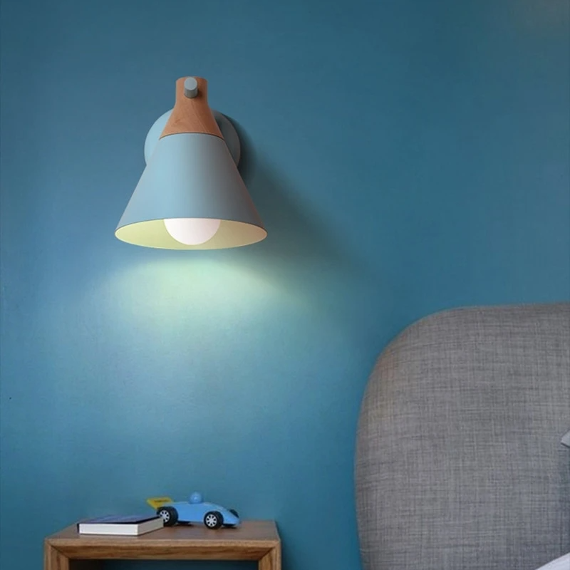 Colored Bell Metal & Wood LED Wall Light 0