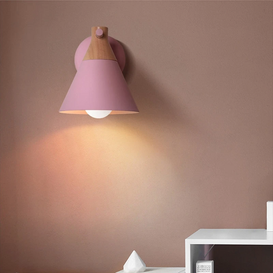 Colored Bell Metal & Wood LED Wall Light 2