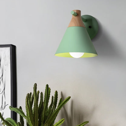 Colored Bell Metal & Wood LED Wall Light 3