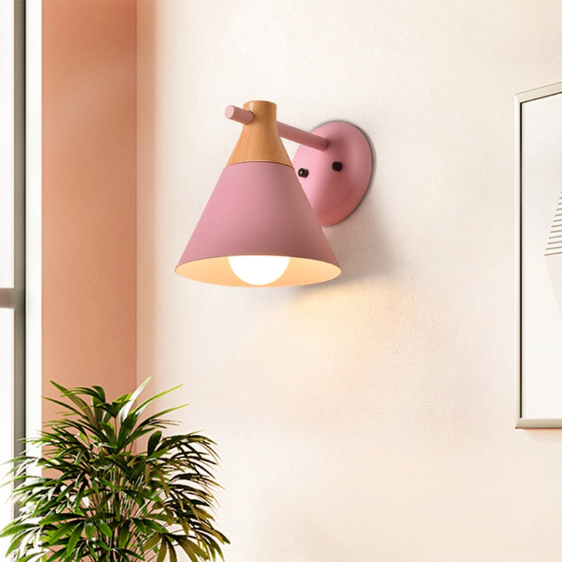 Colored Bell Metal & Wood LED Wall Light 5