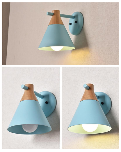 Colored Bell Metal & Wood LED Wall Light 7