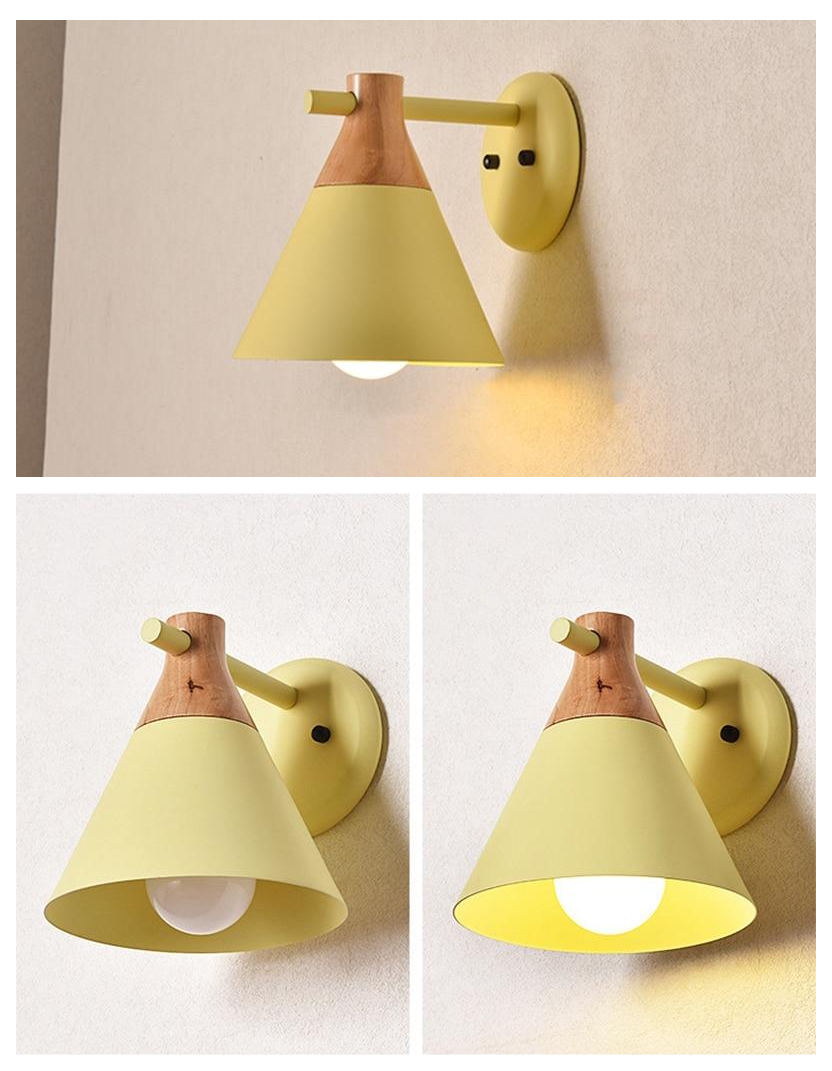 Colored Bell Metal & Wood LED Wall Light 8