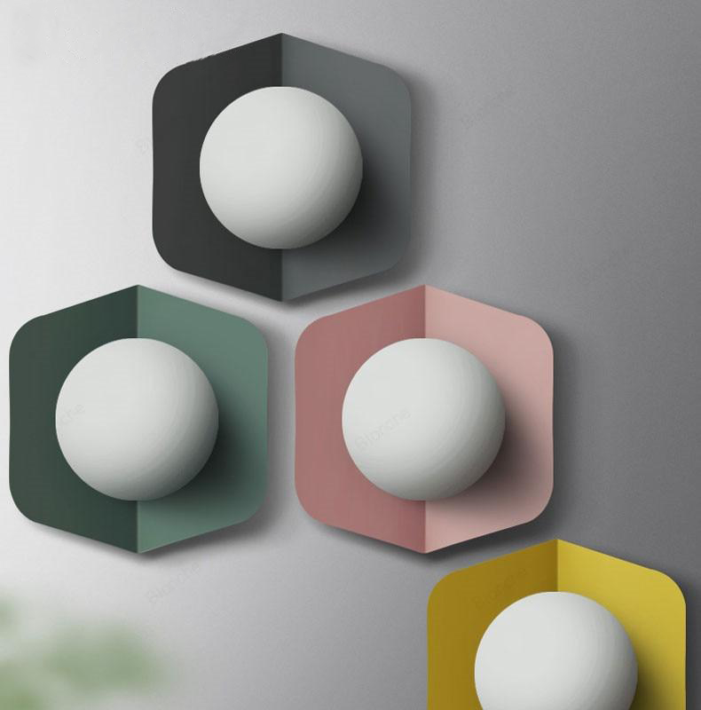 Colored Geometric Plate & Globe Wall Light 1