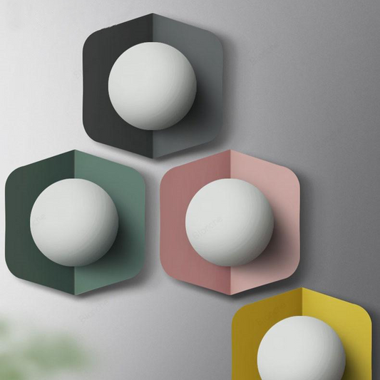 Colored Geometric Plate & Globe Wall Light 1