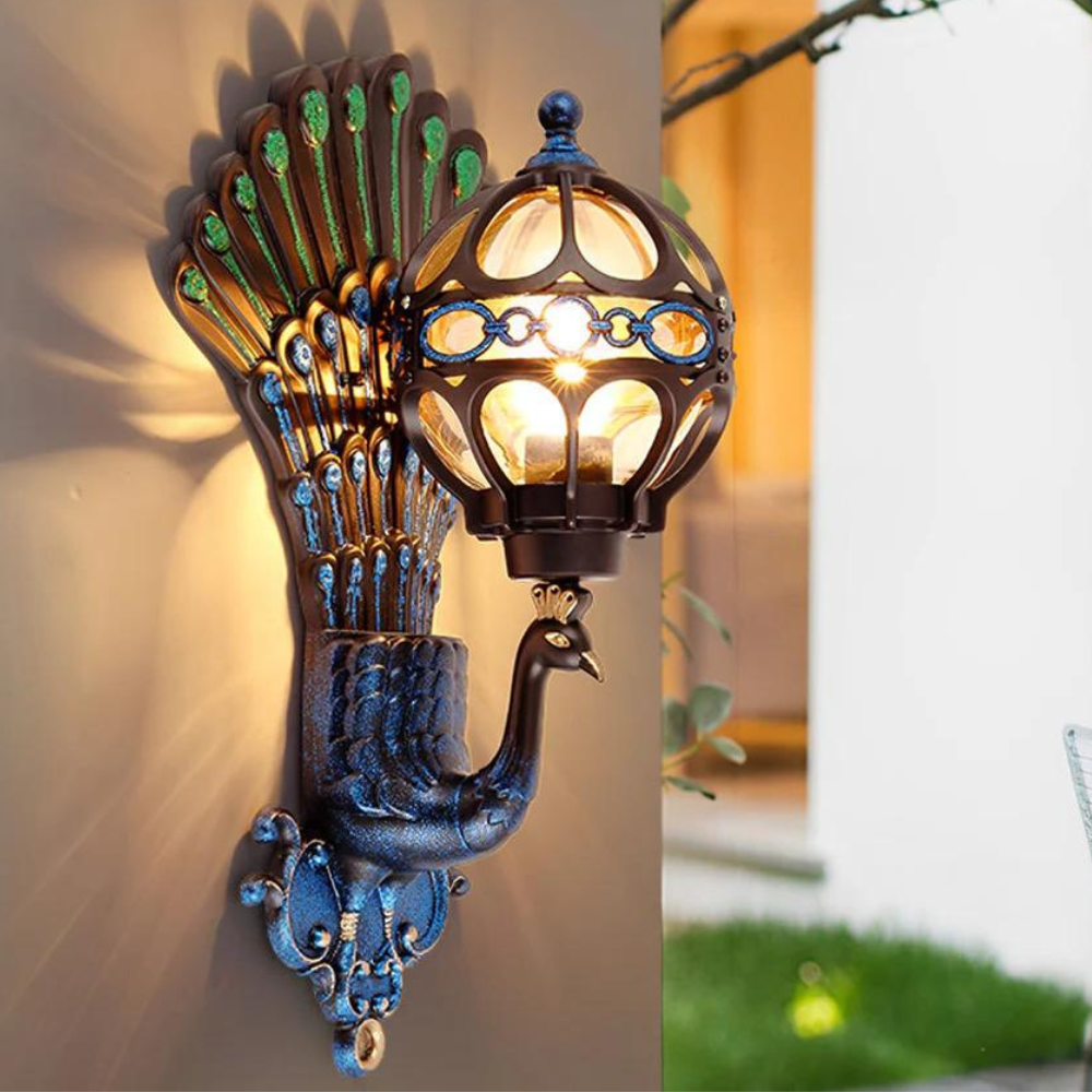 Luxora - European Style Retro Peacocks Waterproof Outdoor Wall Light - Colorful
