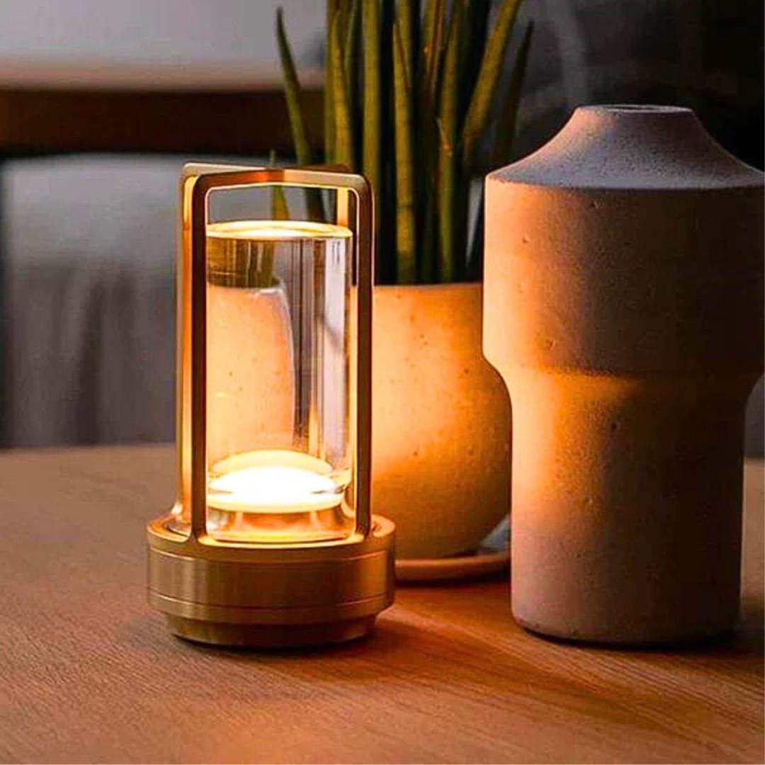 RoyaleGlow Cordless Crystal Lantern Lamp – Contemporary & Modern Table Accent