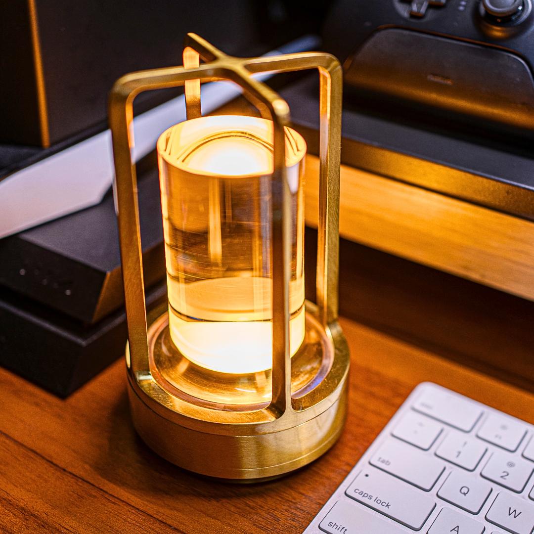 RoyaleGlow Cordless Crystal Lantern Lamp – Contemporary & Modern Table Accent