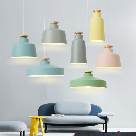 Colorful Metal & Wood Pendant Lights 1