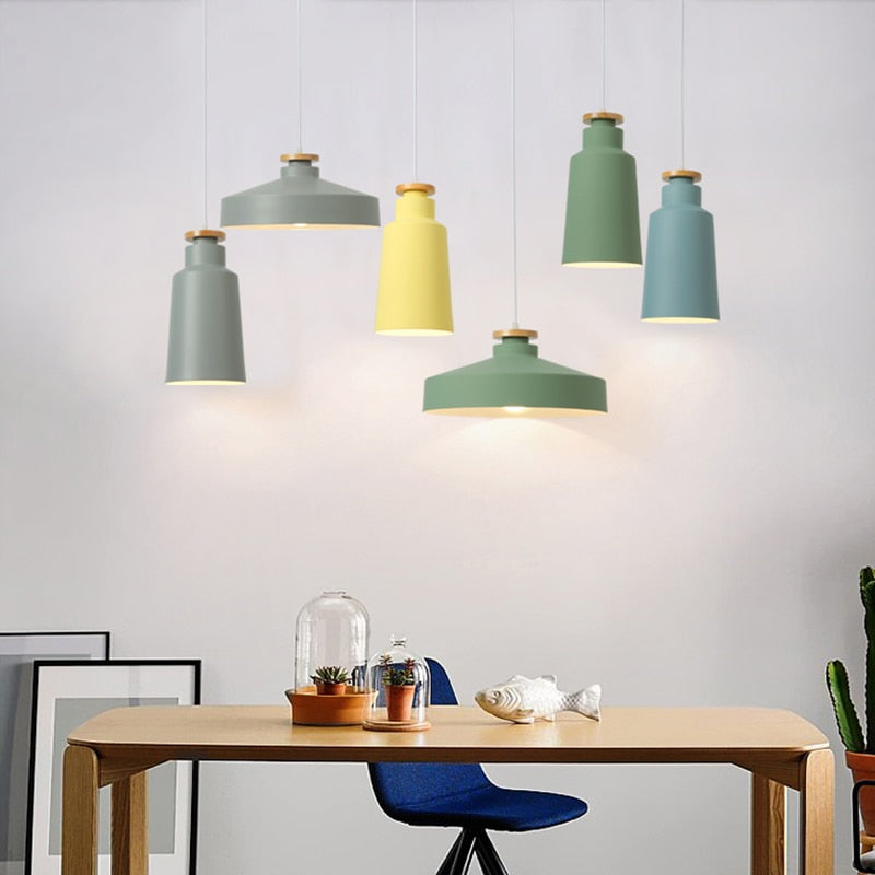 Colorful Metal & Wood Pendant Lights 3