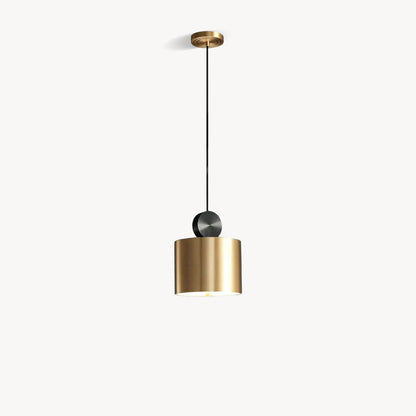 LuxRoyale Modern Cylindrical Brass & Black LED Pendant Light for Kitchen Island