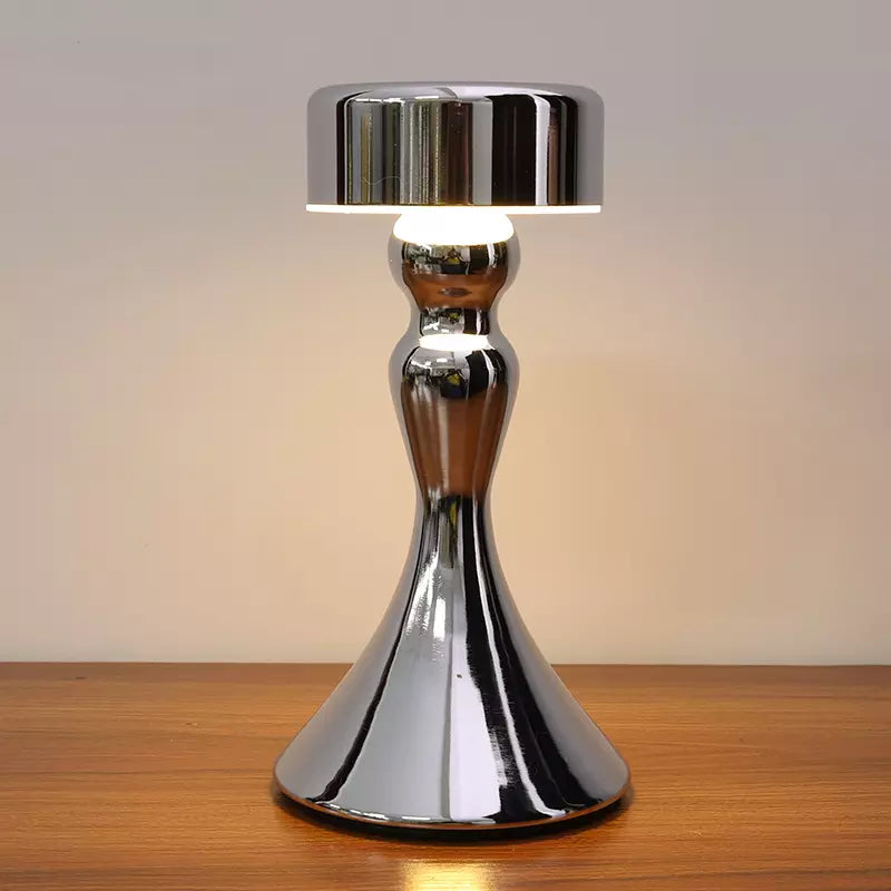 RoyaleGlow Luxury Table Lamp - Touch-Control, Cordless, Wireless Charging, LED Warm Light - Silver