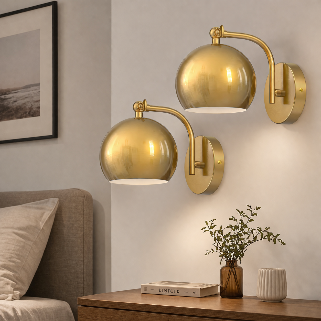 LuxRoyale Luxury Gold Finish Rechargeable Wall Light with Bulb
