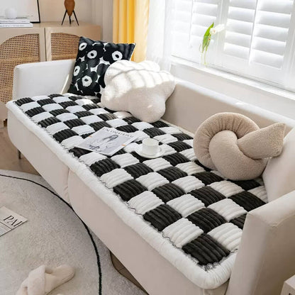 Pawelux Cozy Chenille Large Plaid Anti-Slip Dog Bed Mat - Machine Washable Pet Couch Cover