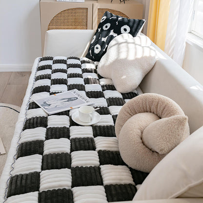 Pawelux Cozy Chenille Large Plaid Anti-Slip Dog Bed Mat - Machine Washable Pet Couch Cover