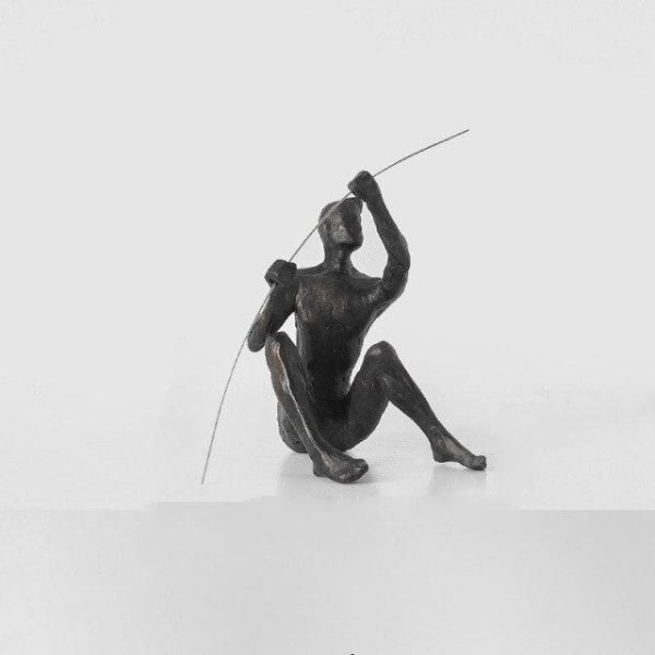 Royelux Bronze Fisherman Statue - Handcrafted Fishing Art Figurine for Decor-Royale Basic