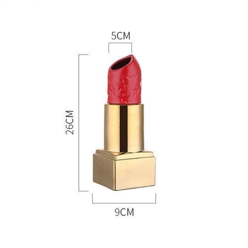 RoyaleGlow Lipstick Decor Vase - Chic Red Lip Cosmetic Home Accent, 26cm-Royale Basic