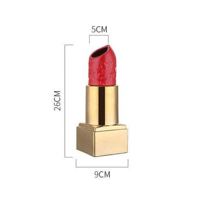 RoyaleGlow Lipstick Decor Vase - Chic Red Lip Cosmetic Home Accent, 26cm-Royale Basic