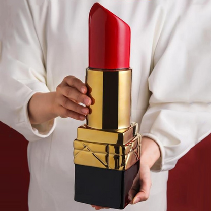 RoyaleGlow Lipstick Decor Vase - Chic Red Lip Cosmetic Home Accent, 26cm-Royale Basic