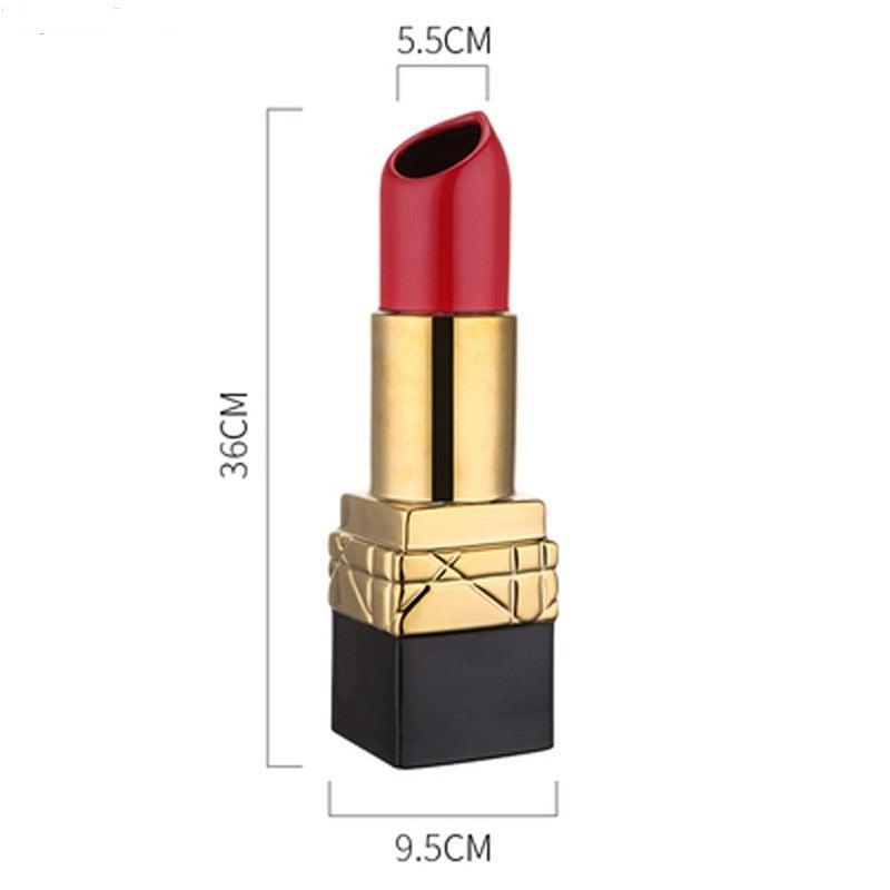 RoyaleGlow Lipstick Decor Vase - Chic Red Lip Cosmetic Home Accent, 26cm-Royale Basic