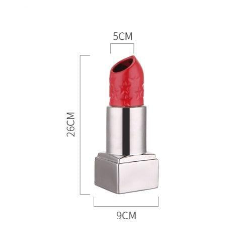 RoyaleGlow Lipstick Decor Vase - Chic Red Lip Cosmetic Home Accent, 26cm-Royale Basic