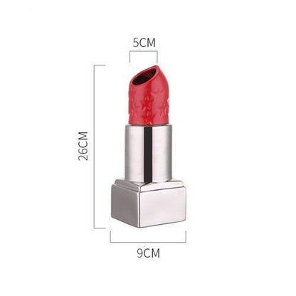 RoyaleGlow Lipstick Decor Vase - Chic Red Lip Cosmetic Home Accent, 26cm-Royale Basic