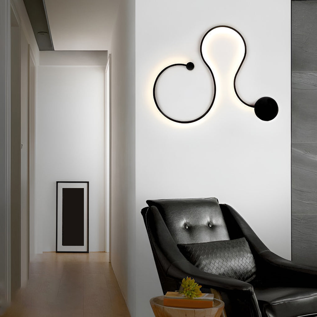 Creative Long Curved Linear LED Modern Wall Sconce Lighting Wall Light Wall Lamp 0