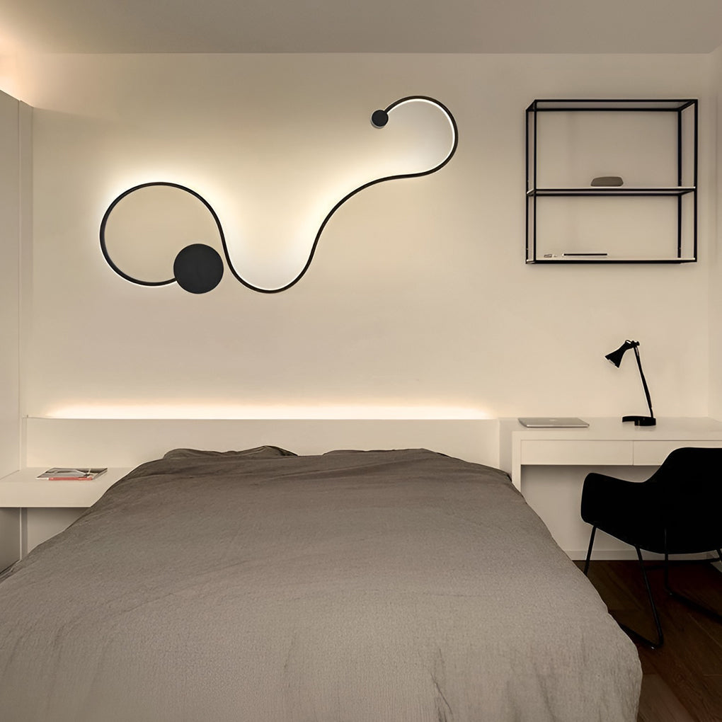 Creative Long Curved Linear LED Modern Wall Sconce Lighting Wall Light Wall Lamp 3