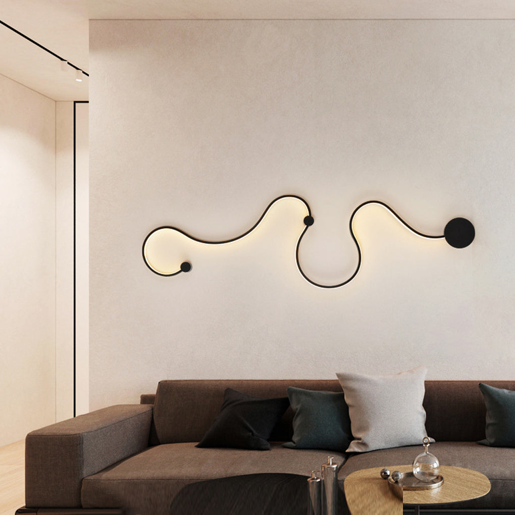 Creative Long Curved Linear LED Modern Wall Sconce Lighting Wall Light Wall Lamp 4