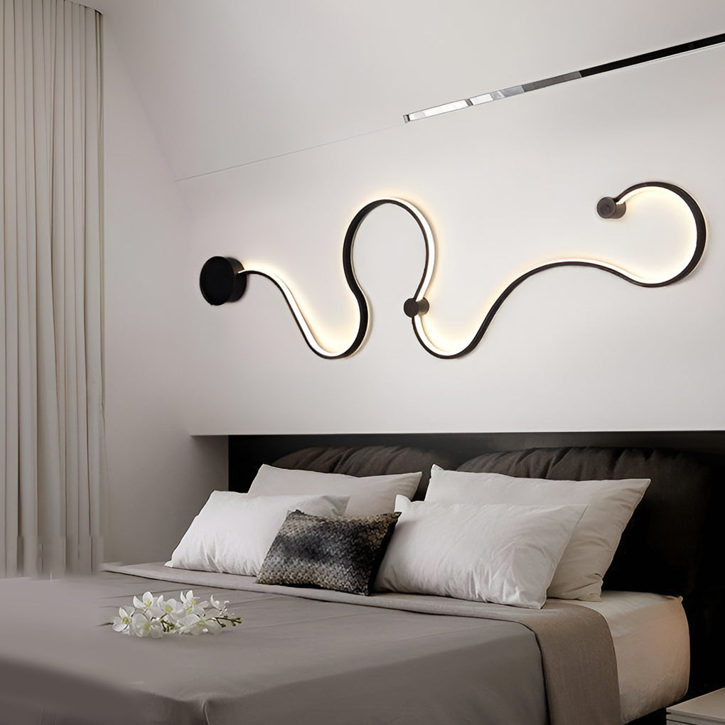 Creative Long Curved Linear LED Modern Wall Sconce Lighting Wall Light Wall Lamp 5