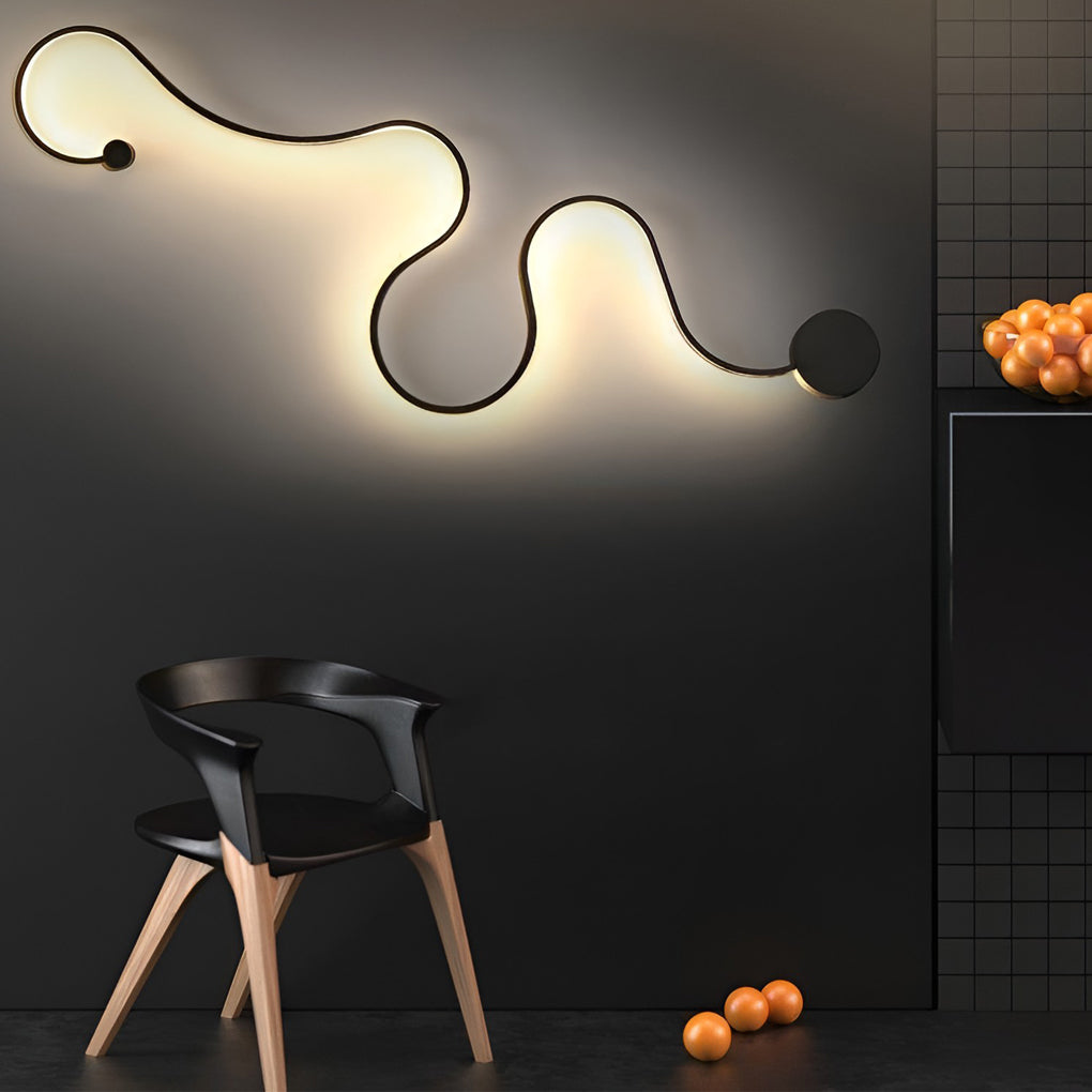 Creative Long Curved Linear LED Modern Wall Sconce Lighting Wall Light Wall Lamp 6