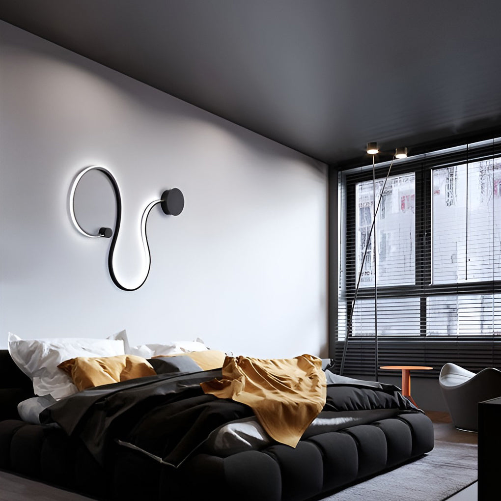 Creative Long Curved Linear LED Modern Wall Sconce Lighting Wall Light Wall Lamp 7