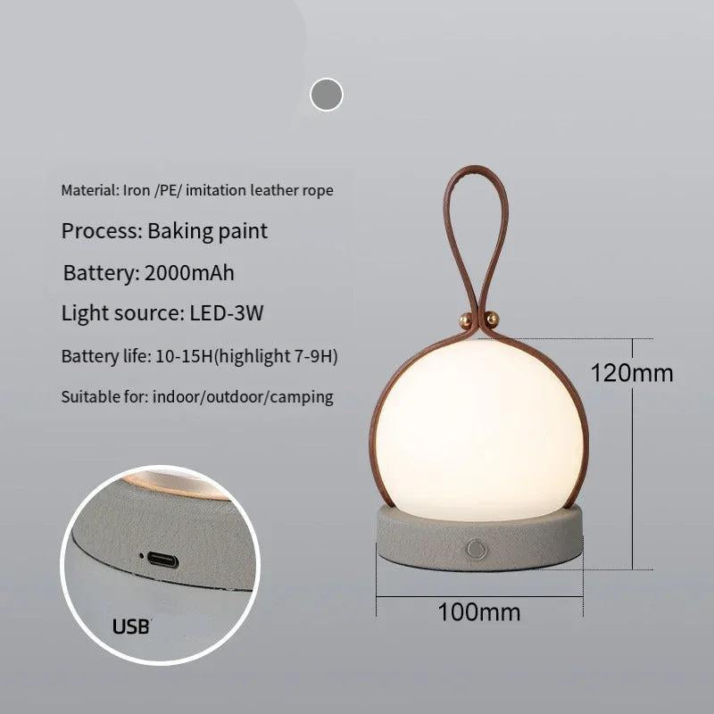 RoyaleGlow Portable LED Table Lamp - Cordless 3W, USB Rechargeable, 15H Battery for Indoor/Outdoor Use-Royale Basic