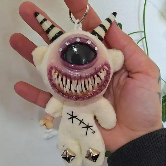 Creepycute Gothic Halloween Keychain Handcrafted Punk Rock Keychain With Weird Horror Doll Design Keychain Backpack Accessories 0