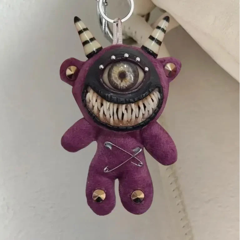 Creepycute Gothic Halloween Keychain Handcrafted Punk Rock Keychain With Weird Horror Doll Design Keychain Backpack Accessories 1